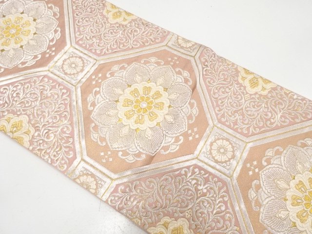 服部織物製　オリエント更紗模様織り出し　袋帯